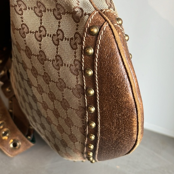 Gucci SS/05 Big Borchie Monogram Canvas Studded Shoulder Bag - Picture 7 of 13